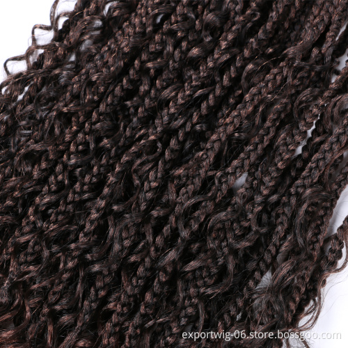 Wholesale wavy river curly box locs braids synthetic faux locs goddess crochet hair extensions braiding hair